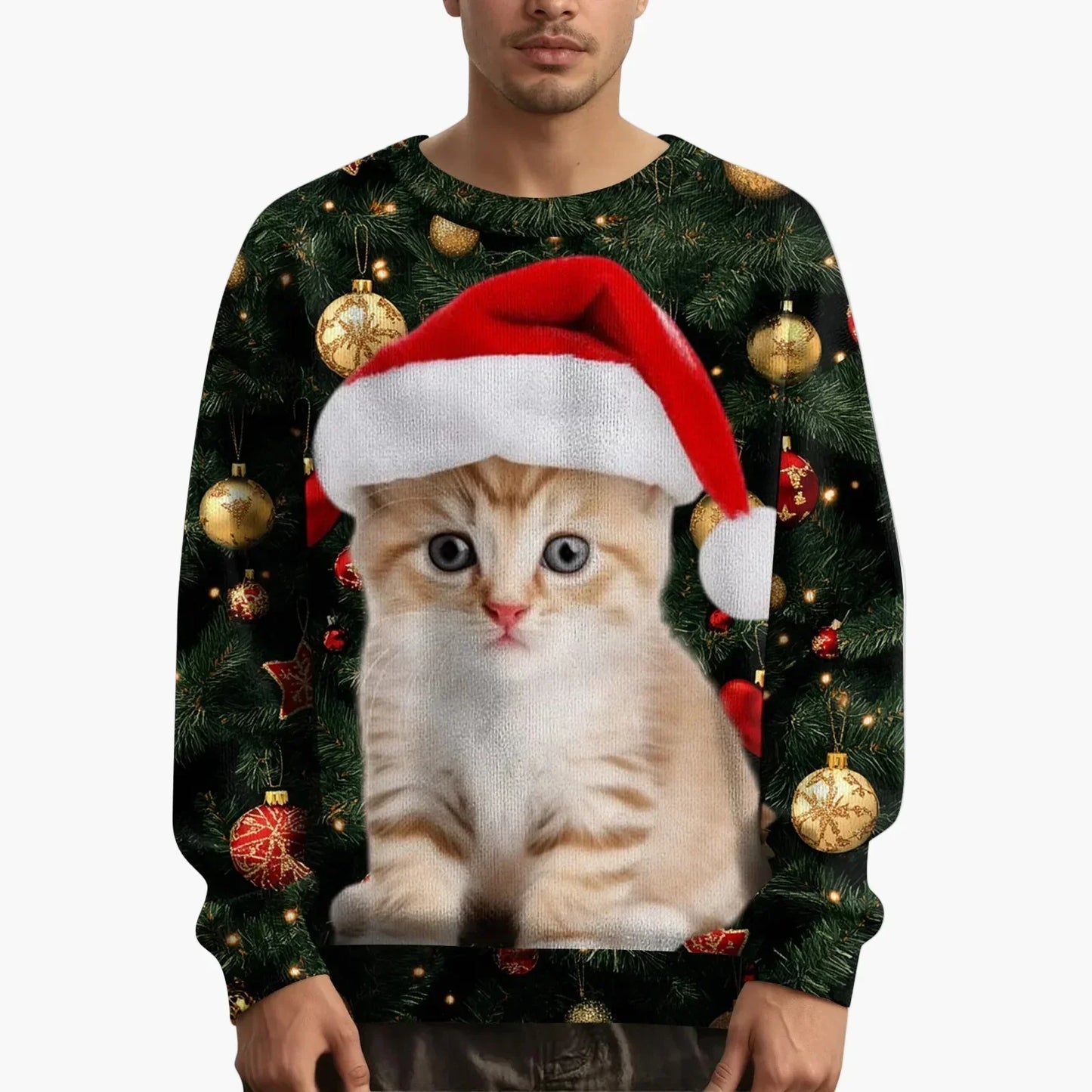 WW | Weihnachtspullover mit Katzenmotiv und festlichem Design - Lustiger Weihnachts-Sweater für Weihnachten und Winter