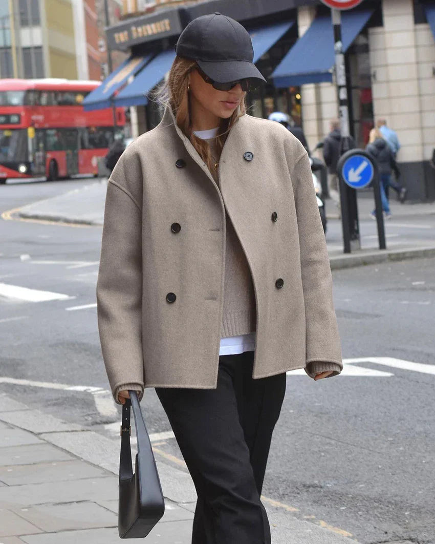 WW | Double-breasted peacoat with high collar