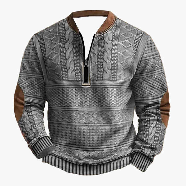 WW | Strickpullover mit Zopfmuster und Viertelreißverschluss - Modischer Freizeitpullover für Herbst und Winter