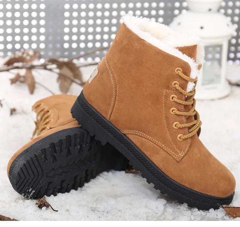 WW | Winter Boots - Lined Lace-up Boots with Warm Lining & Non-slip Sole