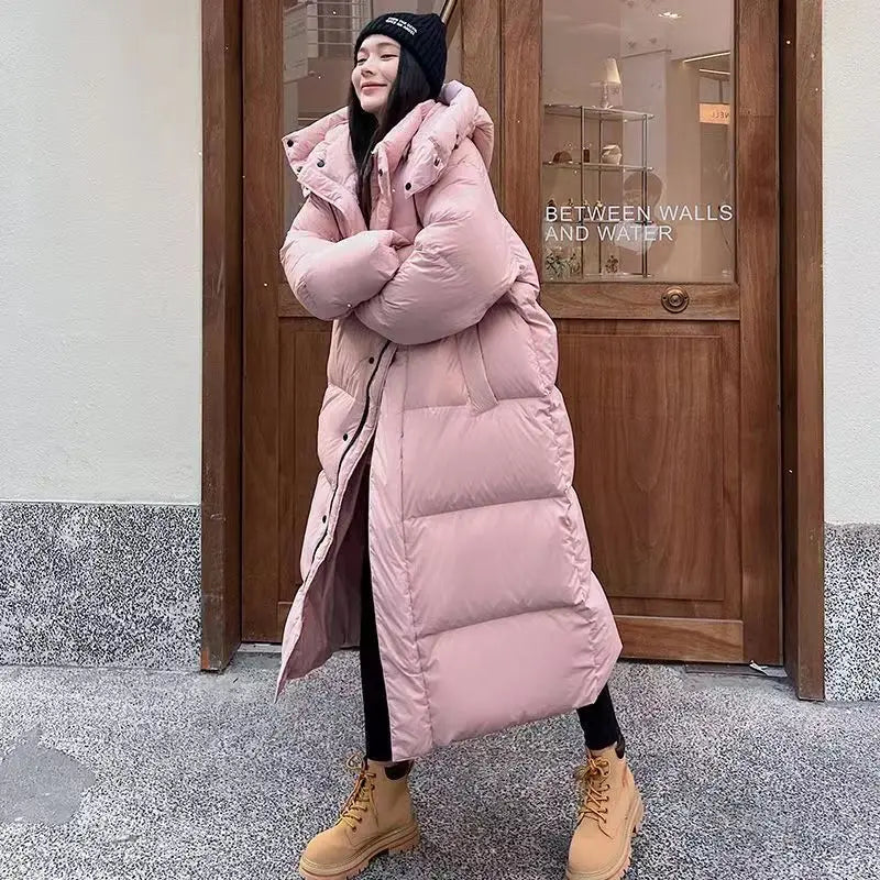 WW | Long Stylish Hooded Down Jacket