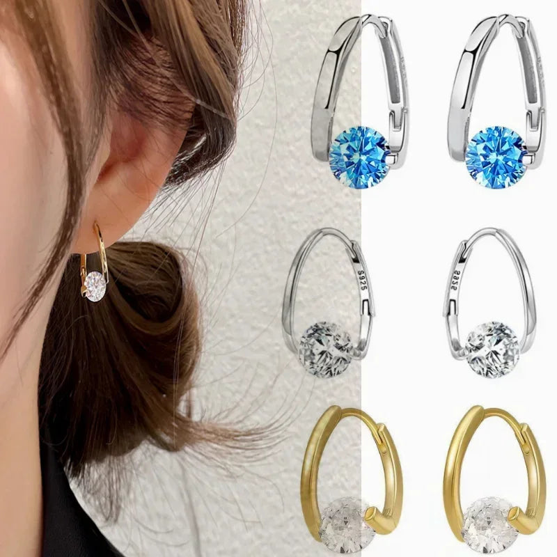 WW | Sterling Silver Geometric Zircon Earrings
