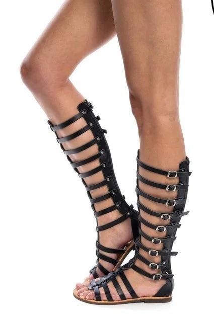 WW | Gladiator Sandals for Women Summer Roman Bandage Sandals Women Casual Zip Flat Sandals Girls Summer Hole Beach Shoes