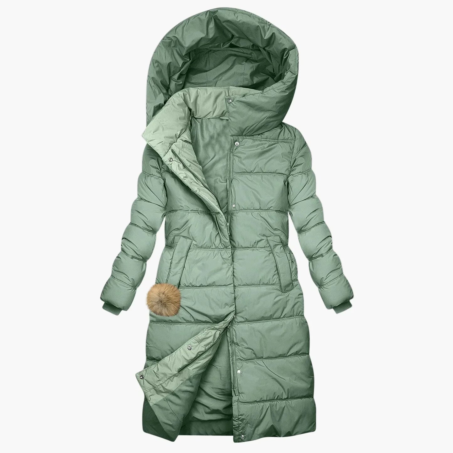 WW | Winter Steppmantel mit Kapuze - Langer, Winddichter Pufferjacke für Alltag & Freizeit