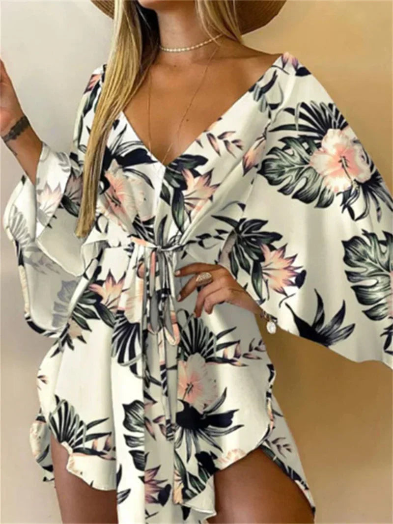 Daisy - Boho Floral V-Neck Mini Dress