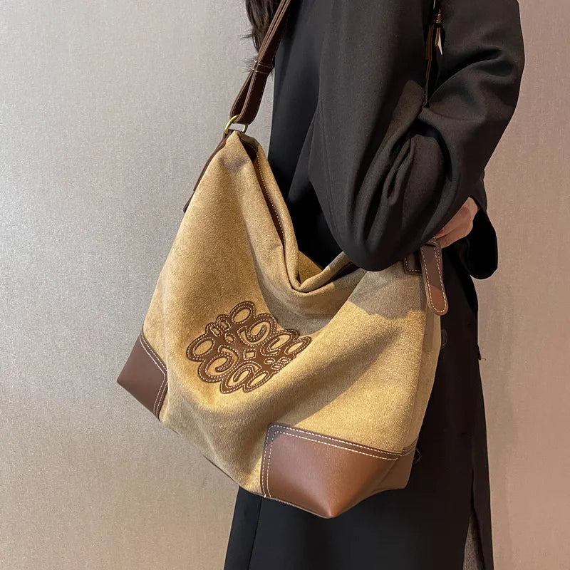 WW | Women's Luxury Brand Messenger Bags Retro Brown Crossbody Tote Bags Bucket Clutch Bag Shopping Large Capacity Travel Bag