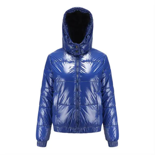 WW | Metallische Winterjacke mit Kapuze für Frauen