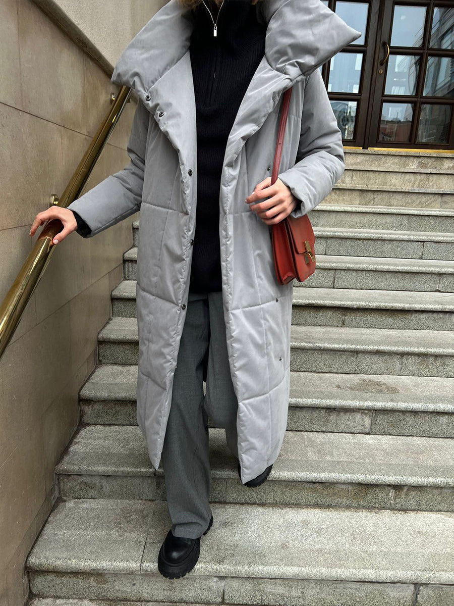 WW | Langer Wintermantel mit breitem elegantem Kragen