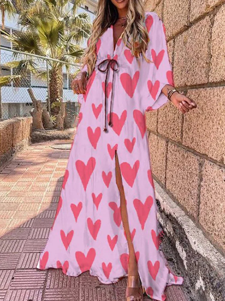 W&W - Elegnat bedrucktes Beach Cover Up Kleid