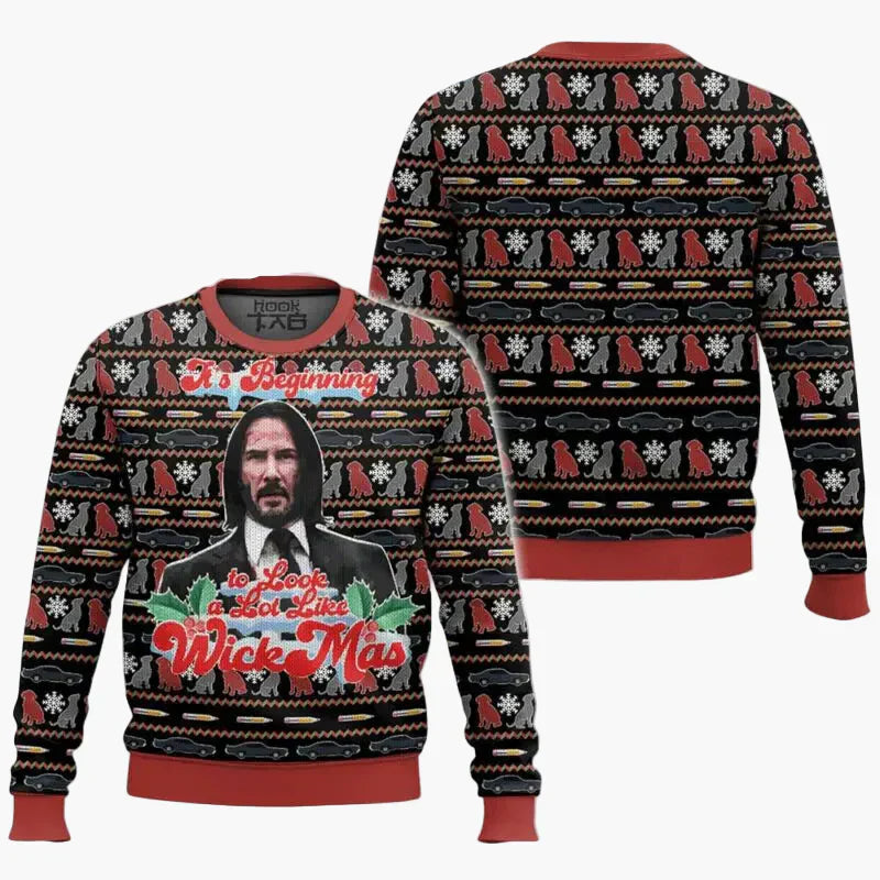 WW | Ugly Christmas Sweater - Funny "Wick-Mas" Sweater for Fans, Christmas, Party