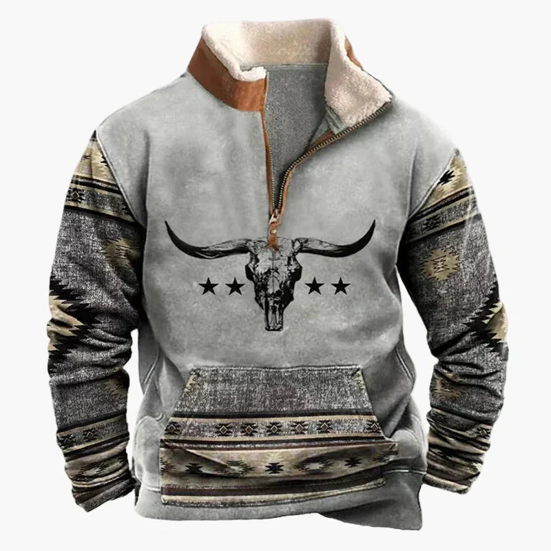 WW | Vintage Western Half-Zip Pullover mit Ethno-Muster für Outdoor und Freizeit