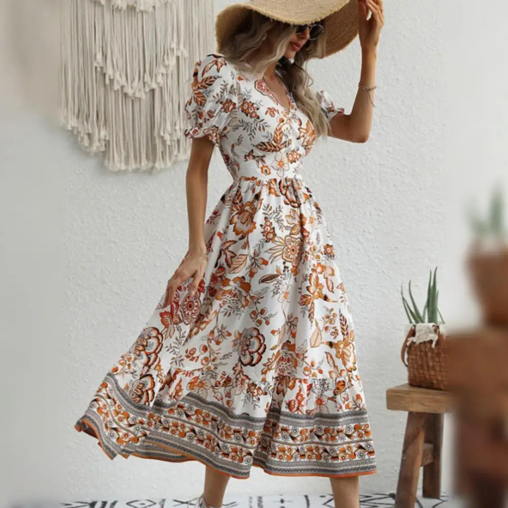 WW | Elegante Orange Blumenkleid