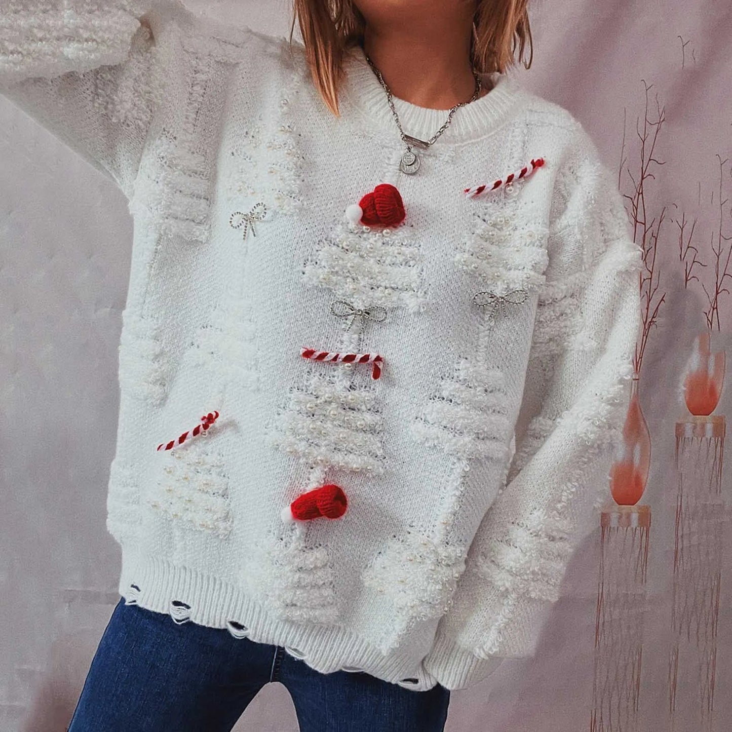 WW - Hässlicher Weihnachtspulli - Winterlicher Damen-Pullover mit Weihnachtsthema
