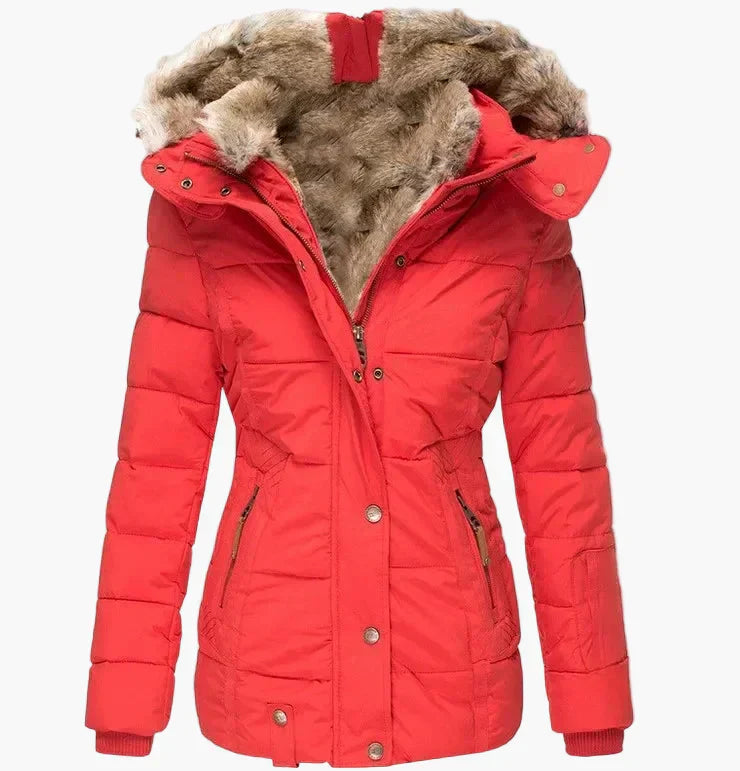 WW | Winter Quilted Jacket with Hood and Faux Fur - Fashionable Figure-Hugging Fit, Ideal for Cold Days