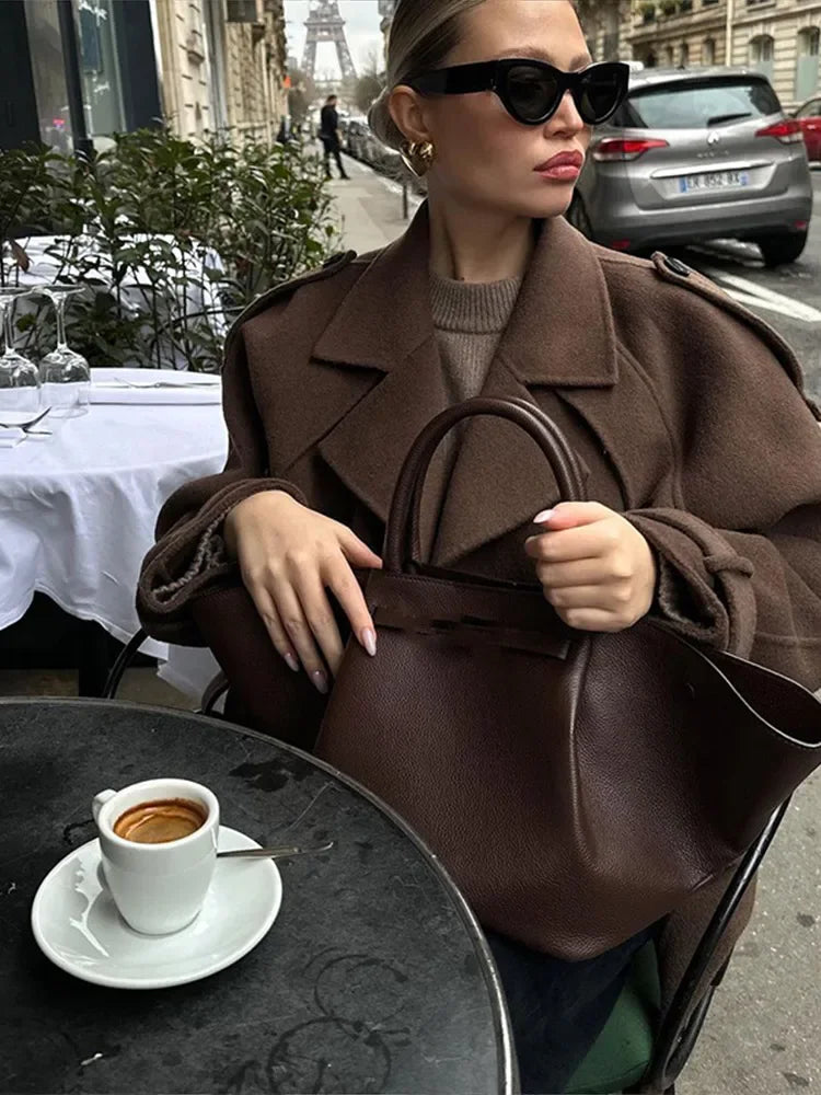 WW | Coffee Wool Jacket Casual and Comfortable