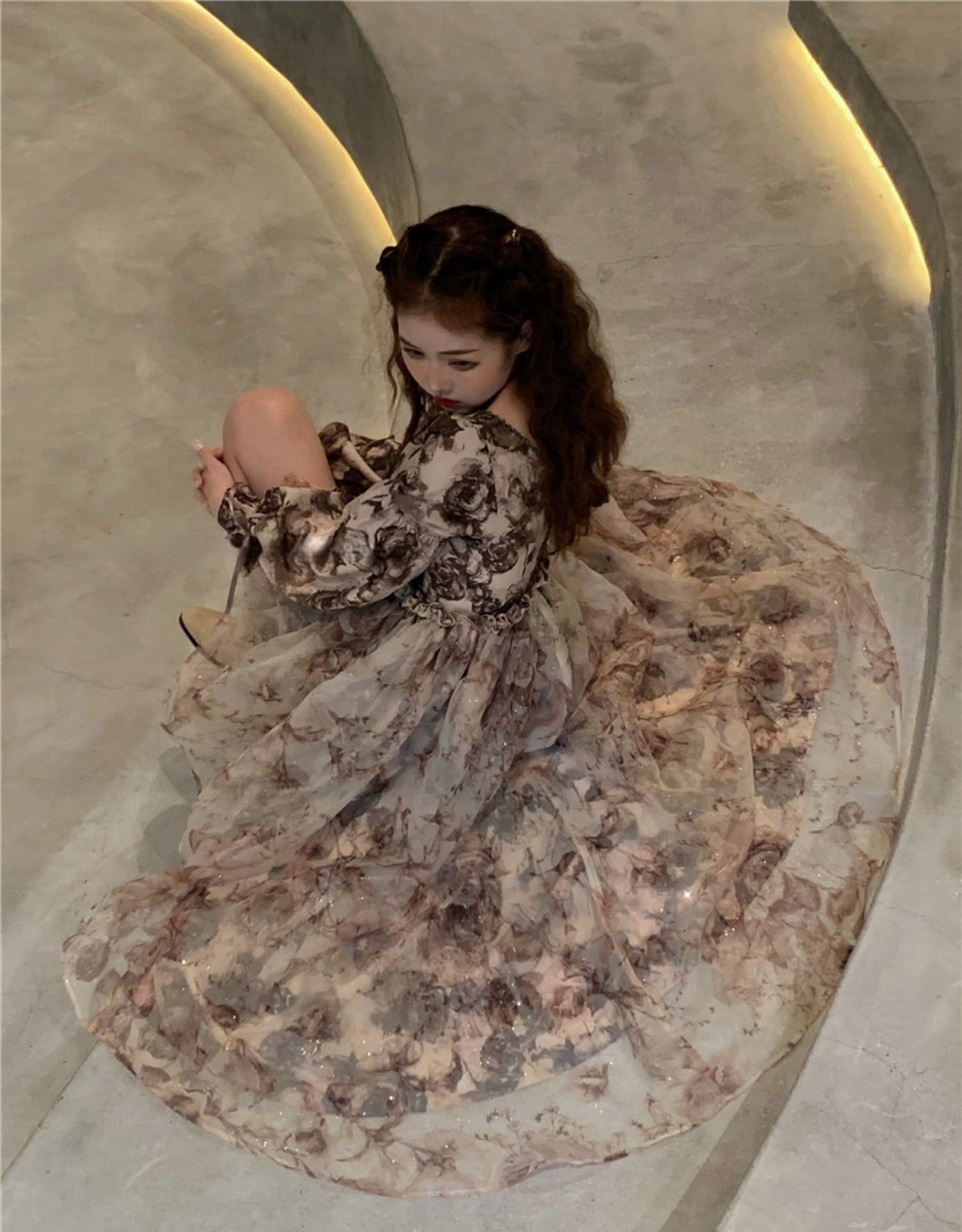 WW | Floral Fairy Princess Kleid mit Abnehmbarem High-Low Rockschicht