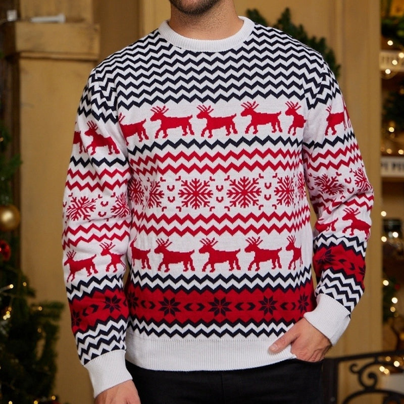 WW - Hässlicher Weihnachtspulli - Klassisches Rentier- und Schneeflockenmuster für die ganze Familie