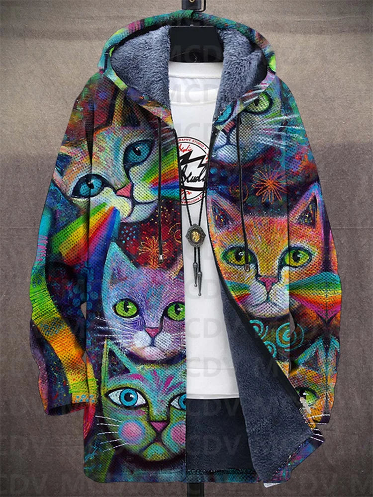 WW | Cuddly Coat with Cat Print