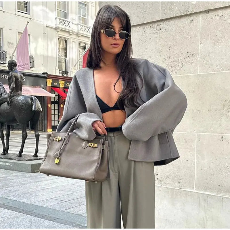 WW | Eleganter Blazer mit einreihigen Knöpfen und V-Ausschnitt