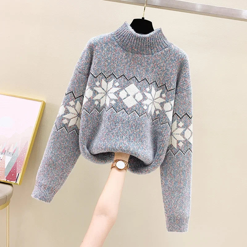 WW - Hässlicher Weihnachtspulli - Gemütlicher Schneeflocken-Turtleneck