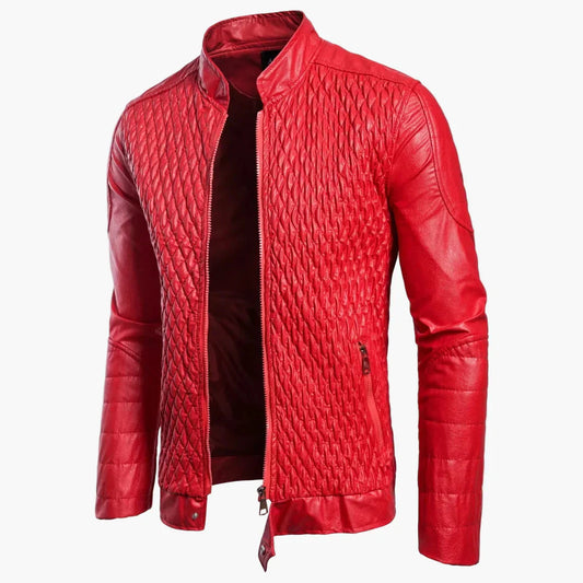 WW | Biker-Style Transition Jacket with Stand-Up Collar and Diamond Quilting - Perfect for Everyday Wear and Leisure