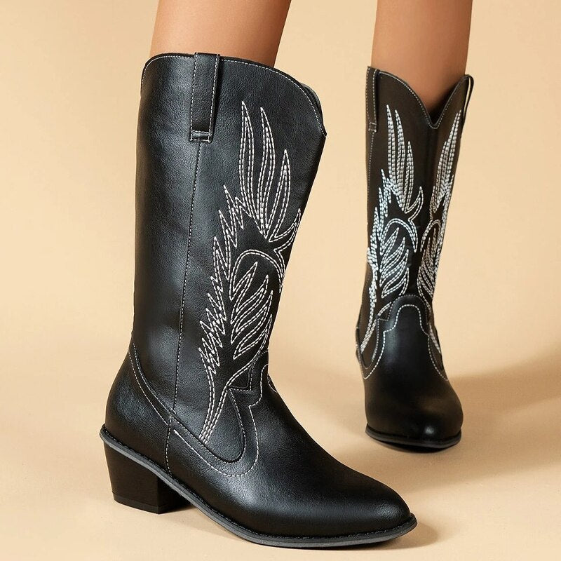 WW Cowboy-Stiefel | Hochwertige Damenstiefel mit Boho-Print