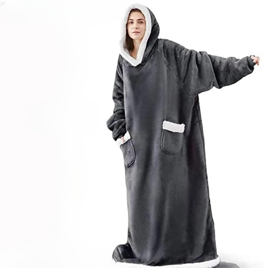 WW | Oversized Hoodie Blanket with Hood - Soft Fleece Pullover for Women & Men, Perfect for Home & Winter