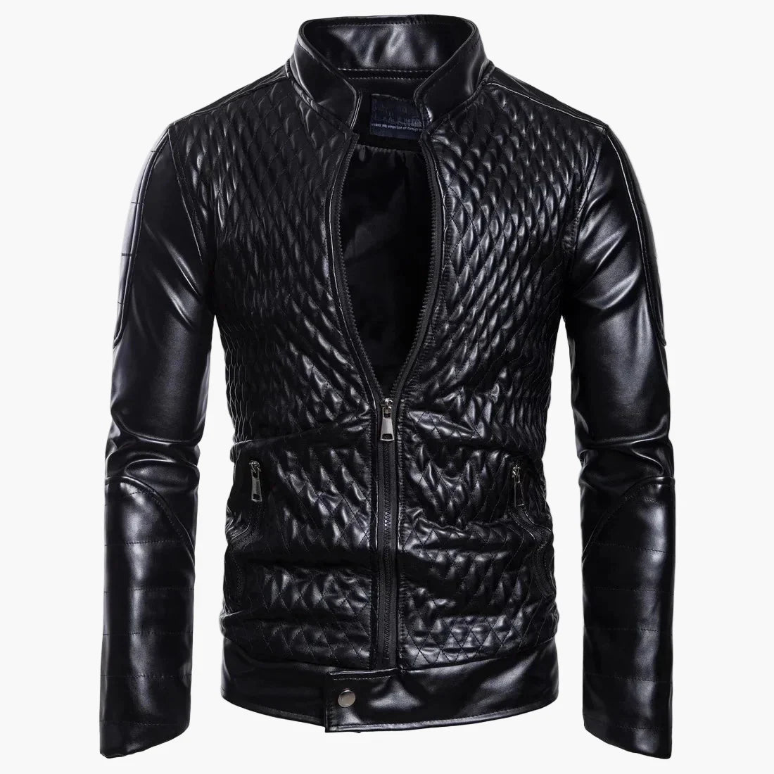 WW | Übergangsjacke im Biker-Stil mit Stehkragen und Rauten-Design - Perfekt für Alltag und Freizeit