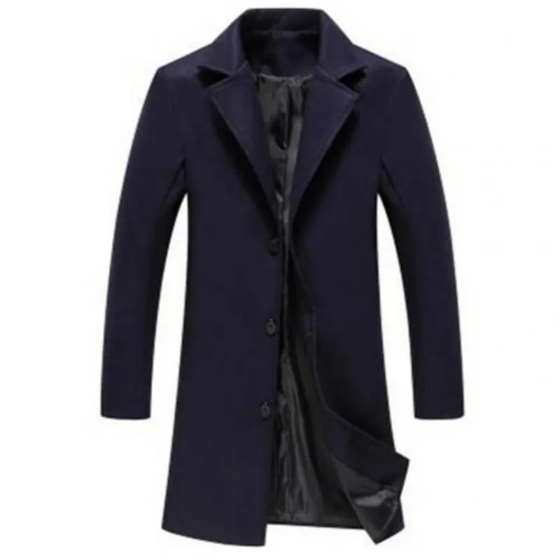 WW | Men's winter coat with front buttons and straight hem