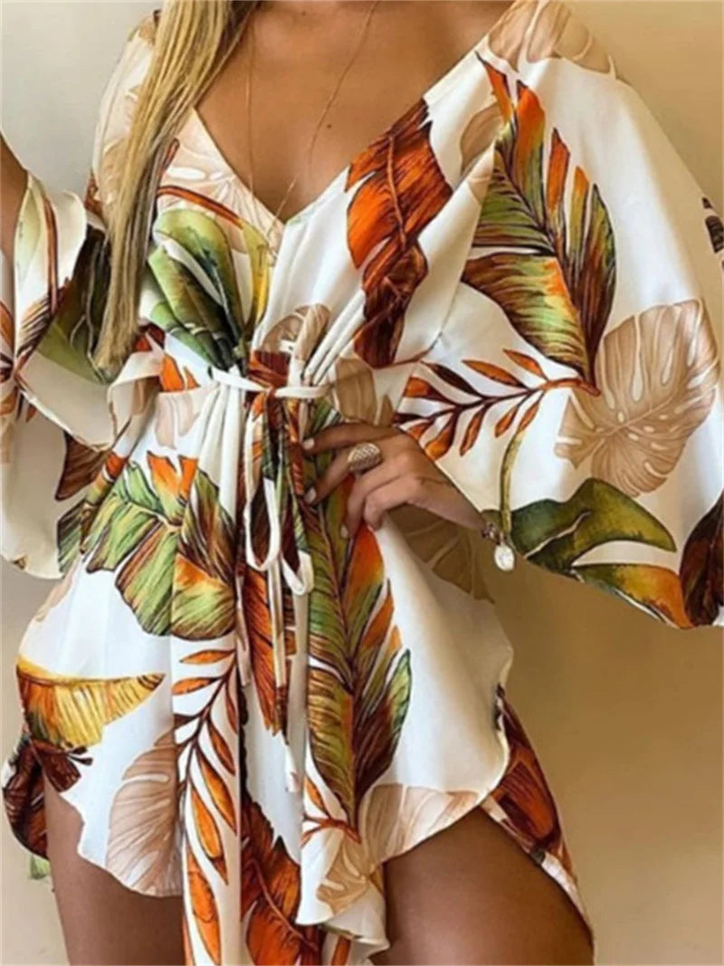Daisy - Boho Floral V-Neck Mini Dress