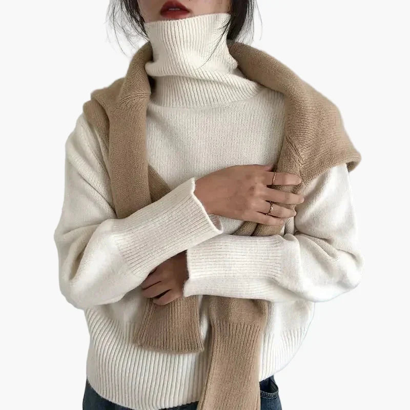 WW | Turtleneck Sweater - Fashionable Autumn Winter Knitted Sweater for Everyday & Leisure