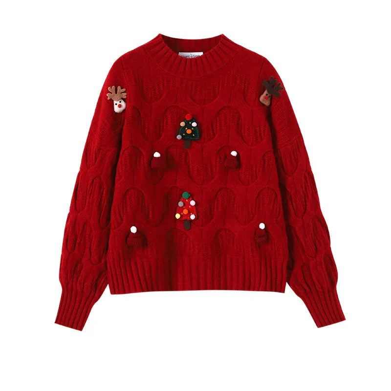 WW - Hässlicher Weihnachtspulli - Damen Weihnachtspullover im Vintage-Stil