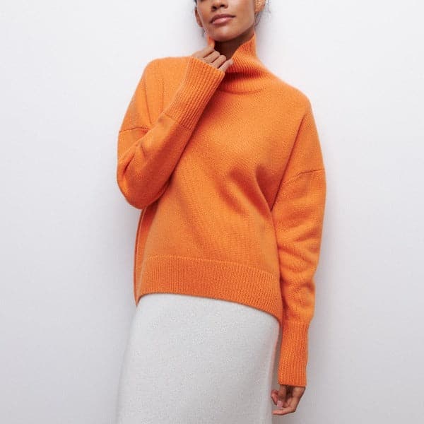 WW | Rollkragenpullover - Oversized Fit - Weicher Strick - Kurze Ärmel