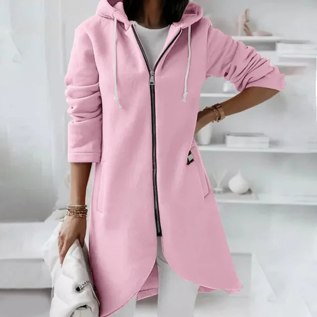 WW | Hooded cardigan with curved hem
