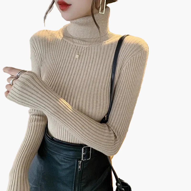 WW | Turtleneck Ribbed Basic Long Sleeve - Versatile Fall & Winter Look