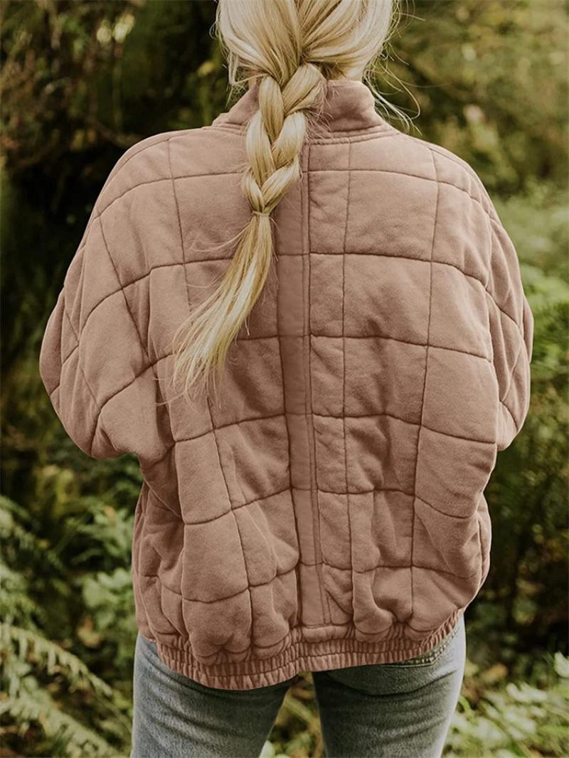 WW | Quilted Jacket - Loose Fit - High Collar - Zipper - Side Pockets