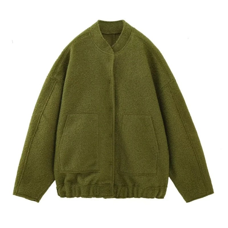 WW | Wollmischung Bomberjacke - Übergroße Passform - Lässige Outerwear - Trendy Design