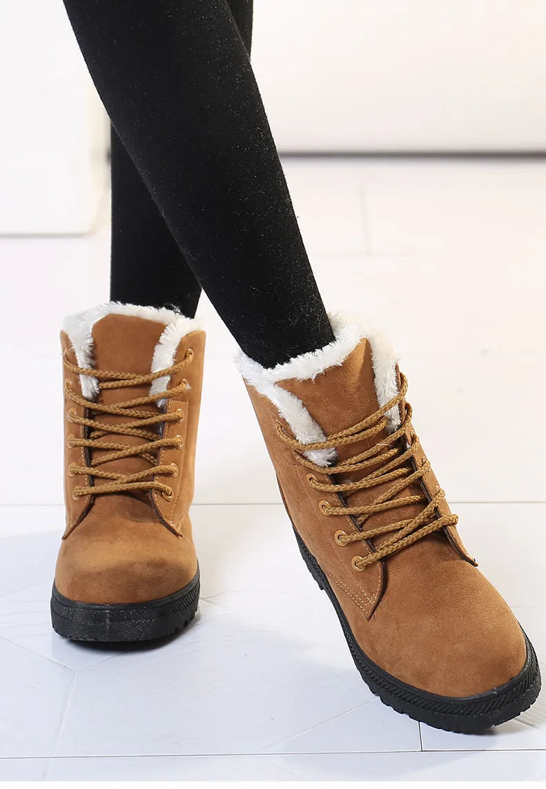 WW | Winter Boots - Lined Lace-up Boots with Warm Lining & Non-slip Sole