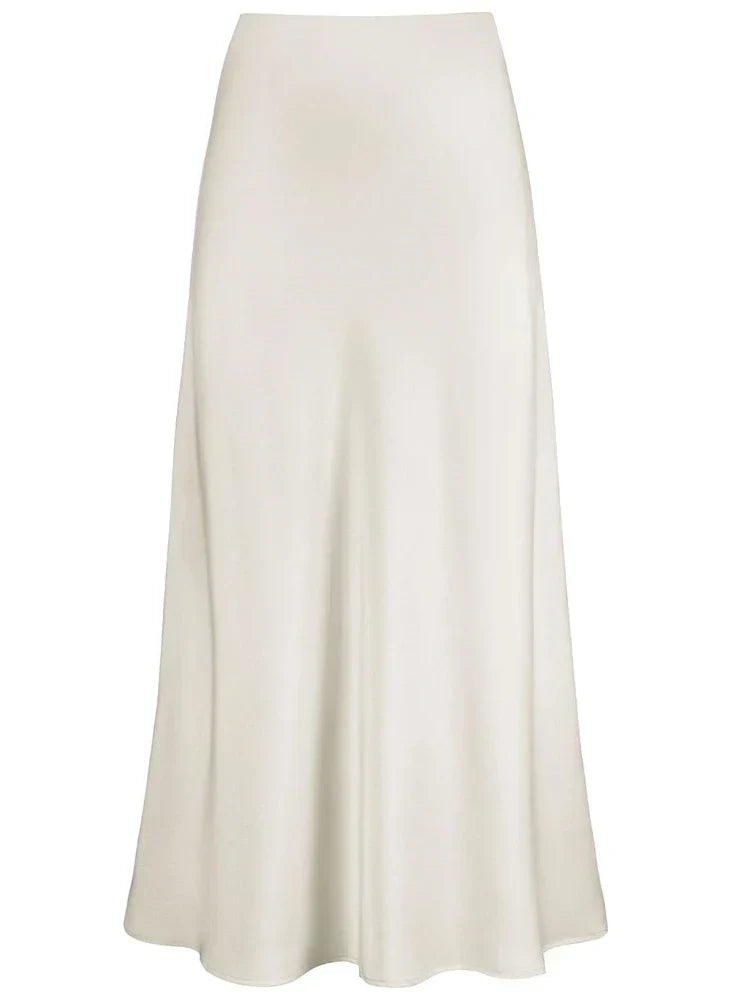 WW | Frauen Satin Seiden Röcke Sommer Frühling Koreanische Mode Kleidung Büro Damen Lange Röcke Elegant Schwarz Maxi Röcke für Frauen
