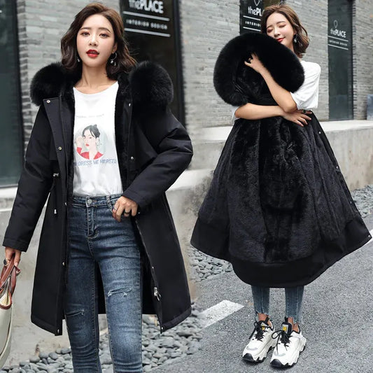 Luxury Elegant Coat with Fur Trim