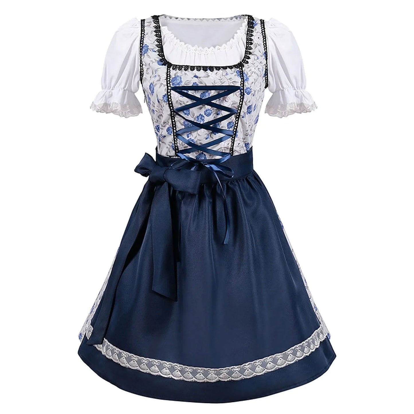 WW | Kurzärmelig Spitze Oktoberfest Kleid mit Schürze