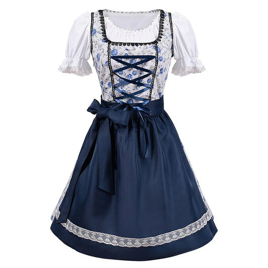 WW | Kurzärmelig Spitze Oktoberfest Kleid mit Schürze