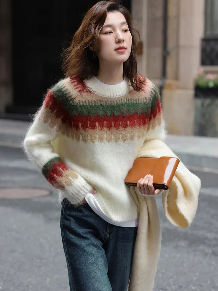 WW - Hässlicher Weihnachtspulli - Dick gestrickter Pullover mit Retro-Muster