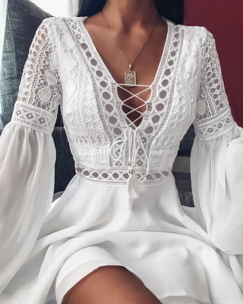WW | Langarmkleid Mit Stickerei Und Spitze