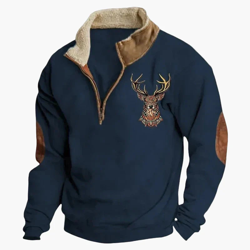 WW | Vintage Western Half-Zip Pullover mit Ethno-Muster für Outdoor und Freizeit