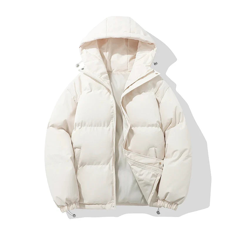 WW | Jacke Damen Hoher Kragen Kapuzen Reißverschluss Design Baumwollgefütterte Jacke