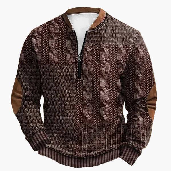 WW | Strickpullover mit Zopfmuster und Viertelreißverschluss - Modischer Freizeitpullover für Herbst und Winter