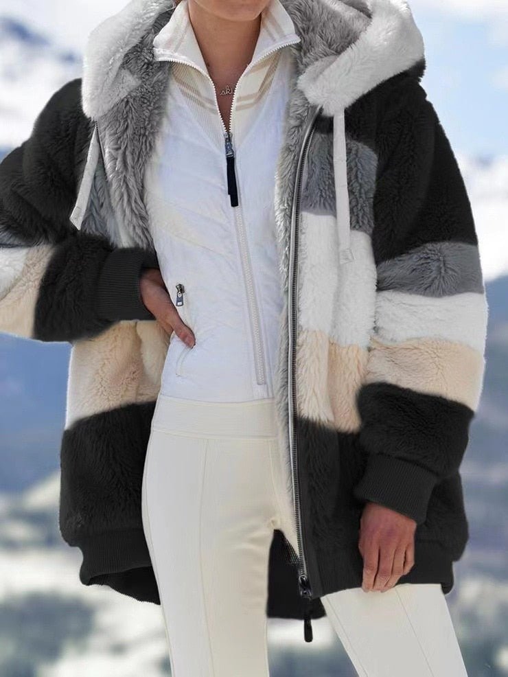 WW | Teddy-Jacke mit Kapuze - Mehrfarbig - Polyester-Fleece - Winter-Essential