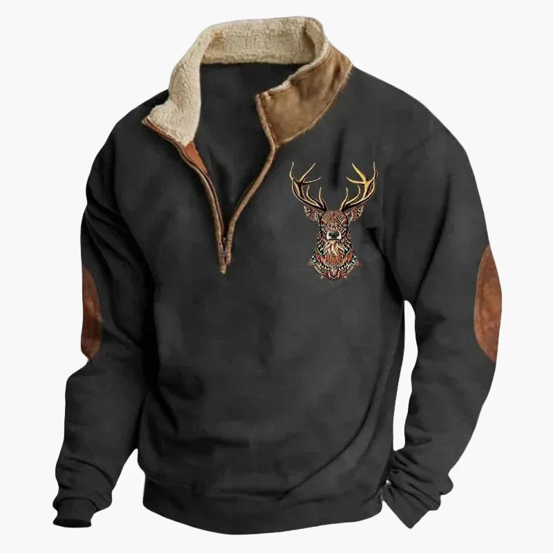 WW | Vintage Western Half-Zip Pullover mit Ethno-Muster für Outdoor und Freizeit