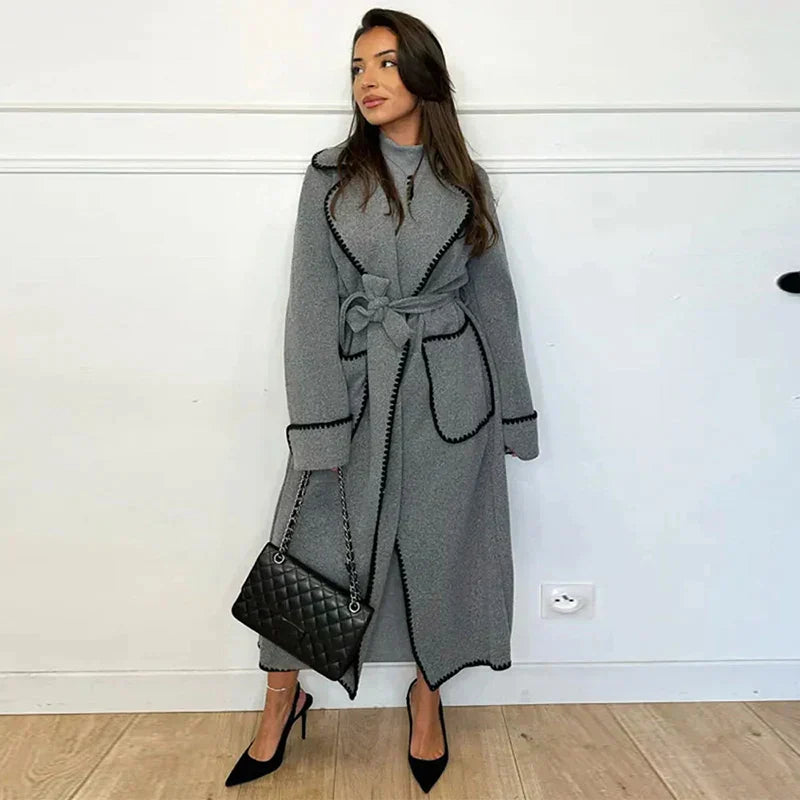 WW | Long women's jacket with contrast stitching